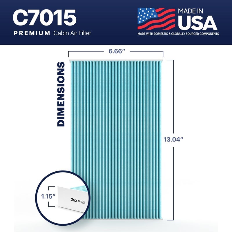 BNX TruFilter C7015 Cabin Air Filter, HEPA 99.97%, MADE IN USA, Compatible With Saab: 9-3, 9-3X - Image 3